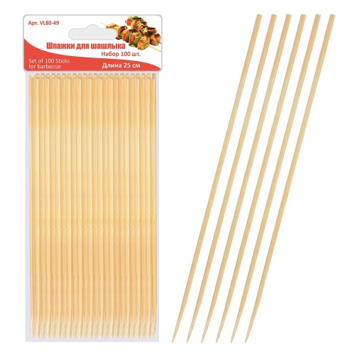 Шпажки для шашлыка 100 шт 25см _12_204
