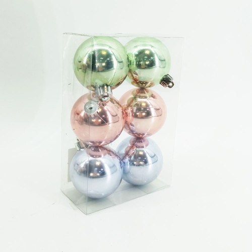 Набор елочных шаров d60мм_ 6 шт мята_розовый_серебро _72