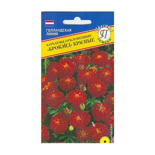 Бархатцы Брокейд Красные отклоненные  20шт_10_50