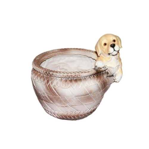 Фигура садовая ЩЕНОК У КРУГЛОЙ КОРЗИНЫ КАШПО  _6