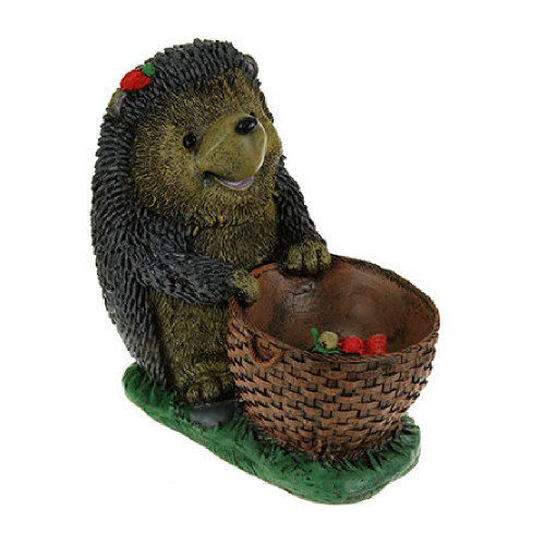 Фигура садовая ЕЖИК С ПЛЕТЕНОЙ КОРЗИНКОЙ КАШПО  _1
