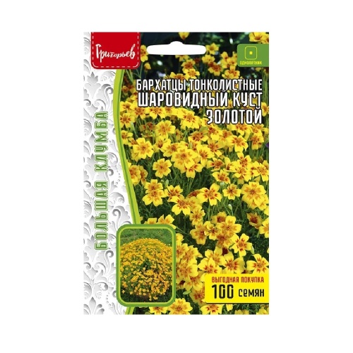 Бархатцы Шаровидный Куст Золотой тонколистные 100 шт _10