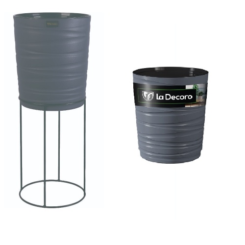 Кашпо пласт Модерн Медиум 15л антрацит с вкладышем на подставке _1