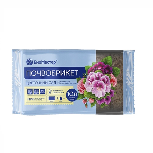 Почвобрикет БиоМастер Цветочный сад 10л  _8
