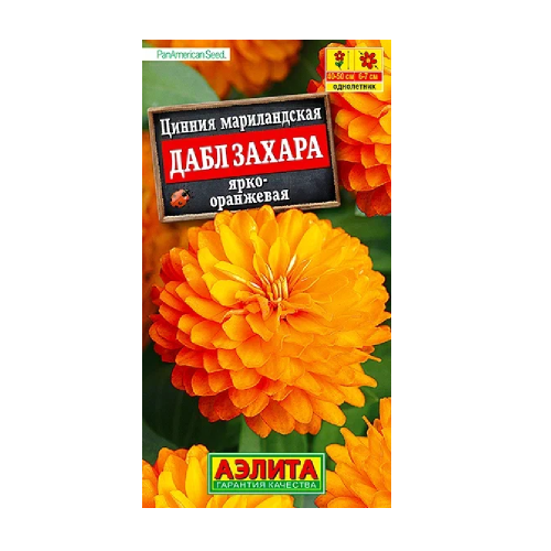 Цинния Дабл Захара ярко-оранжевая   5 шт _10