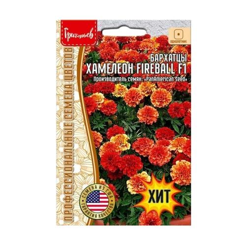 Бархатцы Хамелеон Огненный Шар (Fireball) F1 отклонённые 5 шт _10