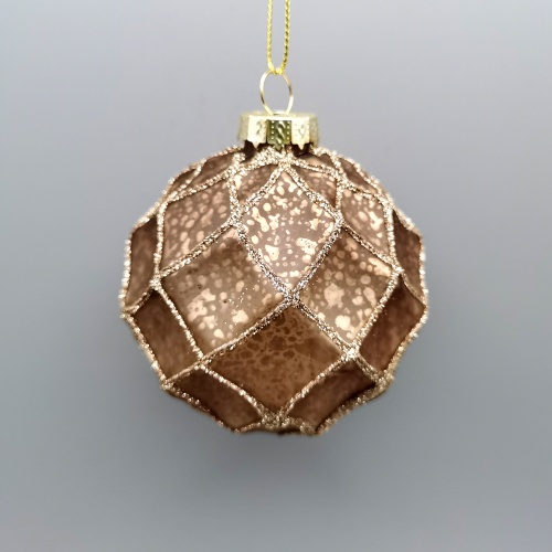 Набор елочных шаров d80мм_ коричневый с золотом 12 шт _8