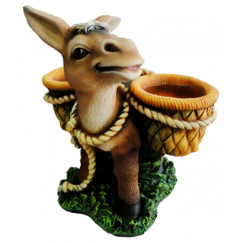 Фигура садовая ОСЛИК С КОРЗИНКАМИ КАШПО  _2