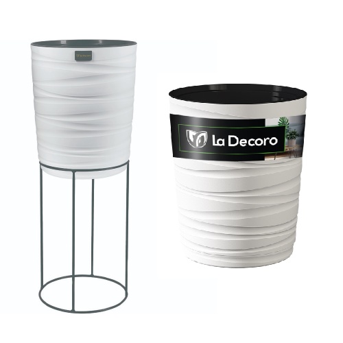 Кашпо пласт Модерн Медиум 15л белый с вкладышем на подставке _1