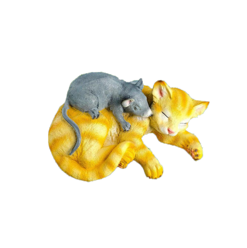 Фигура садовая КОШКА С МЫШКОЙ СПЯТ  _1