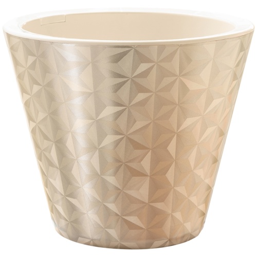 Кашпо пласт ГРАНИ 3л кремовый фольга _16