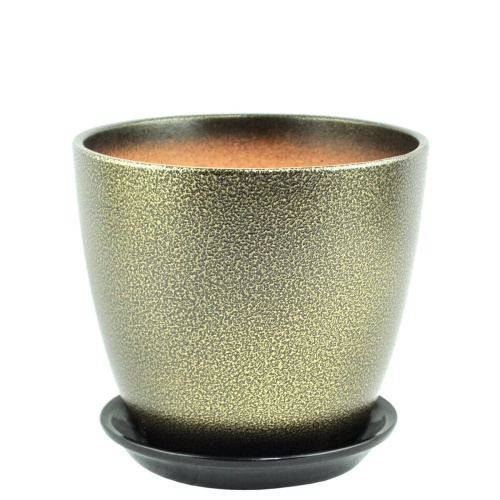 Горшок керам Бутон Глянец мет.чер_зол  2л.  _6