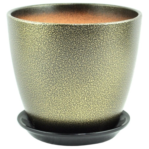 Горшок керам Бутон Глянец мет.чер_зол  5_4л.  _2