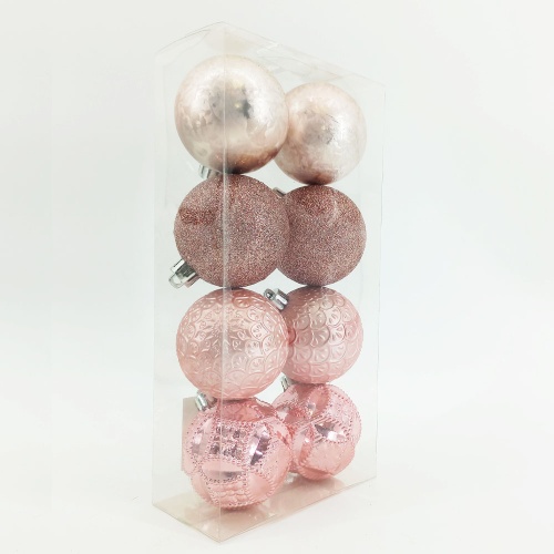 Набор елочных шаров d60мм_ 8 шт розовый жемчуг _48