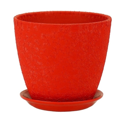 Горшок керам Бутон Винил красный 3_8л.  _6