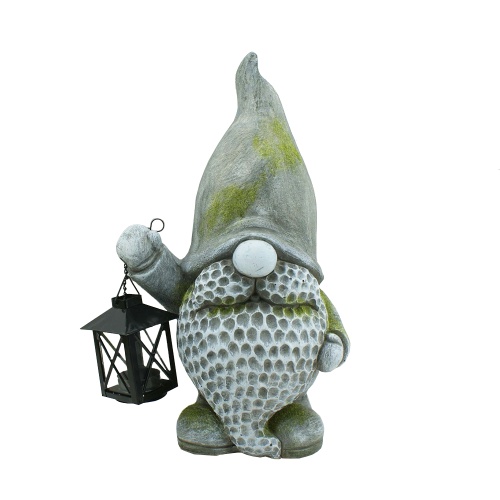 Фигура декор Гном с фонарем 1 зеленый h 37см_4