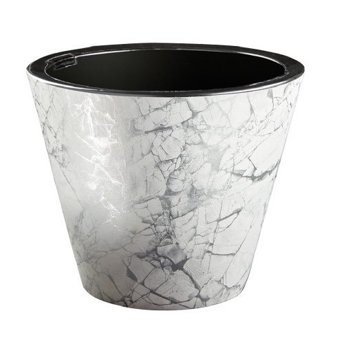 Кашпо пласт ДЕКОР 3л мрамор белый _8