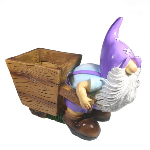 Фигура садовая ГНОМ С ТЕЛЕГОЙ КАШПО  _4