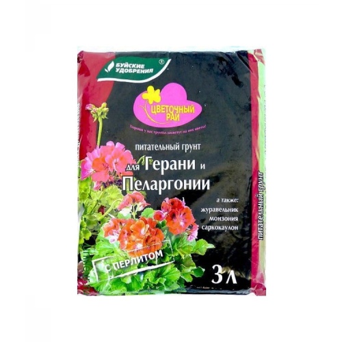 Грунт БХЗ Цветочный Рай д_Герани_Пеларгонии 3л _6_504