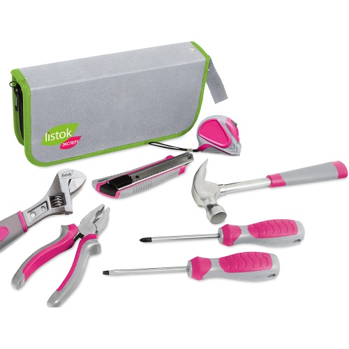 Набор инструмента бытового LISTOK ЭКСПЕРТ розовый в футляре 7шт_10