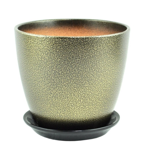 Горшок керам Бутон Глянец мет.чер_зол  3_8л.  _6