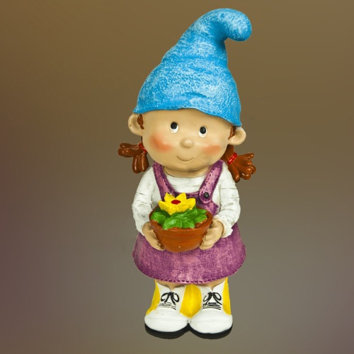 Фигура садовая ДЕВОЧКА В ШАПКЕ ГНОМА _