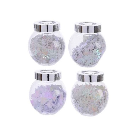 Декор новогодний ФИГУРКИ бело-ирисовые банка 30гр_12